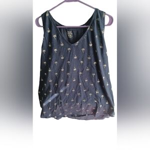 3xl Old Navy Tank Blue With Gold Palm Trees